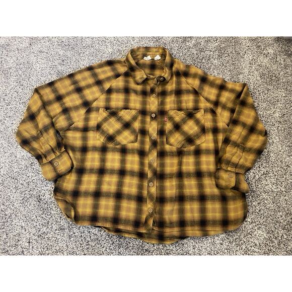 Levi's Women's Oversized Plaid Flannel Button-up Shirt Medium - Picture 1 of 7